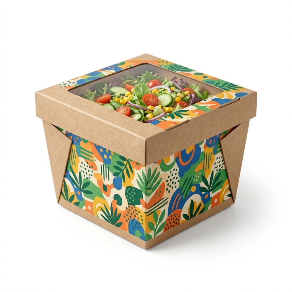 main custom printed square salad containers oem kraft window box factory 01